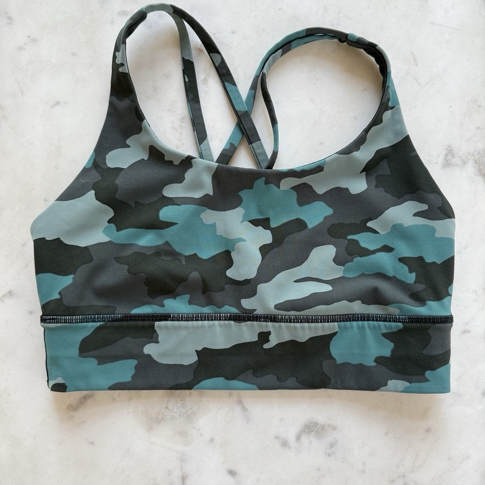 Lululemon Free to be Serene Longline Bra - Tidewater teal CAMOUFLAGE- Size 6